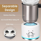 Milk Frother, 16.9 OZ Milk Frother and Steamer, 4 in 1 Electric Milk Frother Dishwasher Safe Durable Silent Frother for Coffee Hot and Cold Foam Maker (White Stainless)