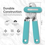 Can Opener Manual, UHIYEE Hand Held Manual Can Openers Heavy Duty with Smoother Cut Sharp Blade, Manual Hand Can Open with Soft Handle, Easy to Turn Knob, Magnetic Lid Lifter, Turquoise