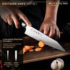 8.27 Inch Kiritsuke Knife, AUS-8 Alloy Steel Japanese Chef Knife with Full-Tang Pakkawood Handle, 210mm Chefs Knife with Premium Gift Box (Classic Series)