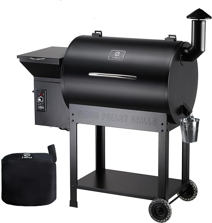 Z GRILLS Pellet Smoker Grill with PID Control, Rain Cover, 700 sq. in Cooking Area for Outdoor BBQ, ZPG-7002B
