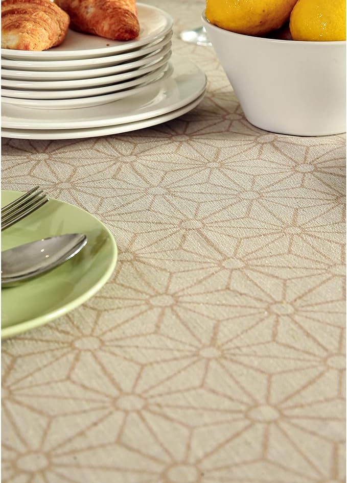 patdrea Designer French Light Brown Long Rectangle Table Cloth,Linen Floral Durable Breathable Tablecloth,Decorative for Kitchen Dining,Parties,Tea Party,Christmas,Thanksgiving,63"x102"-Cudillero
