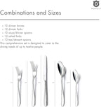 Matte Silverware Set, 18/10 Stainless Steel Satin Flatware, Modern Brushed Finish Cutlery, Dishwasher Safe & Durable, Built to Last (60-Piece, Fidenza Hammered)