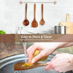 FJNATINH 3-Piece Teak Wooden Wok Spatula Set, Wooden Kitchen Utensil Set, 100% Natural Teak Wood Cooking Utensils