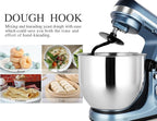 Professional Stand Mixer, 6-Qt with Timer, MK37 500W 6-Speed Tilt-Head Food Electric Mixer Kitchen Machine,Plastic (Silver Blue)