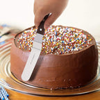 Offset Cake Icing Spatula Set of 4- Professional Stainless Steel Cake Decorating Frosting Spatulas, 4"-6"-8"-10" Flexible Resistant Blade, Wooden Handle For Easy Grip