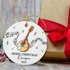 Unique Mandolin Ceramic Christmas Tree Ornament, Customized Year Text Name Keepsake Xmas Ornaments Gift for Mandolin Player Mandolinist Women Men, Personalized Mandolins Instrument Ceramic Ornament