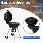 22.5-Inch Portable Charcoal Grill, Heavy Duty Kettle BBQ Smoker with Built-in Thermometer & Removable Water-Rinsable Ash Catcher for Outdoor Camping, Patio, Backyard, and Tailgating