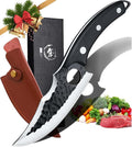 Huusk Japan Knife Upgraded Version, Fillet Caveman Viking Knives Handmade Butcher Boning Knife for Meat Cutting Kitchen Knife with Sheath for Home or Camping Outdoor, Gift for Fathers