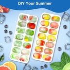 Ice Cube Tray, Ice Cube Trays for Freezer 5 Pack with Lids, Ice Tray Easy-Release, Ice Trays for Freezer Stackable, Silicone Ice Cube Tray for Drinks, Coffee - BPA-Free and Odor-Free