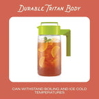 Takeya Flash Chill Iced Tea Maker - Airtight & Durable Iced Tea Maker Jug with Silicone Carry Handle - Leak-Proof & Lightweight Tea Infuser with Patented Flash Chill Technology - 2 Quart, Black