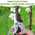 Ultra Sharp Germany Steel Pruning Shears - Cuts 3X Easier, Weak Hand Arthritis Snips, Rust-Resistant, Effortlessly 1-Inch Cut Capacity Garden Scissors, Ergonomic Handle (Black)