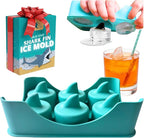 Silicone Shark Fin Ice Cube Tray, 100% Food Grade, BPA-Free Sharkweek Shark Gifts, Dishwasher Safe Silicone, Shark Party or Birthday Gift, Upright-Floating Fin Ice Mold