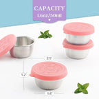 6x1.6 Oz Salad Dressing Containers With Lids, Small Leakproof Reusable Stainless Steel Salad Dressing Container To Go For Lunch Boxes,Sauce containers, Picnics,Travel Meal Prep And Kitchen Storage.