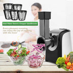 Homdox Electric Cheese Grater 5 in 1 Professional Electric Slicer Shredder 150W Cheese Grater One-Touch Control Salad Maker for Home Kitchen Use, Electric Salad Machine for Cheese, Fruits, Vegetables