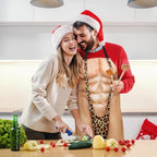 Funny Men Cooking Grilling Aprons Belly BBQ Funny Gag Gifts for Christmas, White Elephant Gift Exchange (Black, One Size)