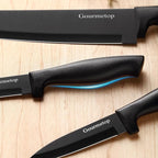 Kitchen Knife Set with No Drilling Magnetic Strip for Kitchen Black Titanium Small Cooking Knives, Sharp Stainless Steel Chef Knife Set for Cutting Meat & Vegetable