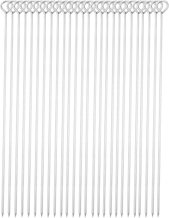 12 Inch Long Metal BBQ Kabob, Stainless Steel Skewers Shish Kebab Skewers 30 Pack (12Inch BBQ Skewers-30p)