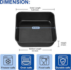 E-far 6 Inch Square Cake Pan, Nonstick Small Baking Pan with Stainless Steel Core for Brownies Lasagna Cakes, Non-toxic & Easy Clean, 2 Inch Deep (Black)
