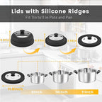 Collapsible Microwave Splatter Cover - Vented Silicone & Glass Lid with Easy-Grip Handle, Fits 6 to 11 Inch Plates & Bowls, 11.8 Inch Diameter, Prevents Splatters & Ensures Even Heating