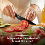 Kitchen Knife Set with Block, 7 Pieces Chef Knives, Scissor, for Meat/Vegetables/Fruits Chopping, Slicing, Dicing&Cutting