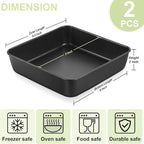 E-far 9 Inch Square Cake Pan Set of 2, Nonstick 9x9 Baking Pan with Stainless Steel Core, Black Metal Bakeware for Brownies Lasagna Cakes, Non-toxic & Easy Clean, 2 Inch Deep