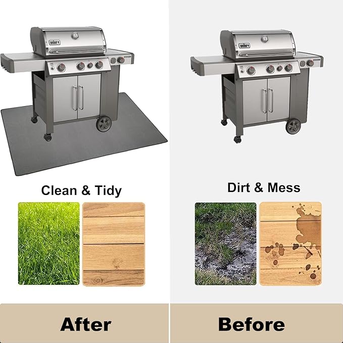 BBQ Grill Mat for Outdoor Grill, 65 x 38 inches Heavy Duty Thickened Under Grill Mats, Oil-Proof Waterproof Floor Protector for Deck and Patio
