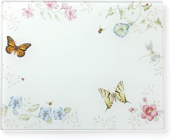 Lenox Butterfly Meadow Large Glass Cutting Board, 2.95 LB, Multi