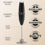 Zulay Kitchen Patented Tornado Triple Whisk Milk Frother with 2 Duracell Batteries – Handheld Foam Maker for Coffee, Lattes, Matcha & Hot Chocolate – Rich, Creamy Froth in Seconds