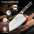 MAD SHARK 7 Inch Meat Cleaver Knife, German Stainless Steel Professional Vegetable Knife, Stainless Steel with Beautiful Pakkawood Handle, Heavy Duty Blade for Chef, Home Kitchen and Restaurant
