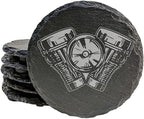 Power & Protection: V-Twin Engine Coasters for Your Ride - Round Slate - Set of 5