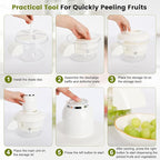 Automatic Grape Peeler Machine, Electric Garlic Peeler & Cherry Tomato Skin Remover Tool for Small Fruits, Efficient Peeling Kitchen Gadget for Home Use (White)