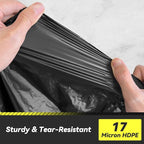 150 Count 55-60 Gallon Trash Bags, Sturdy & Tear-Resistant Commercial Can Liners 55 Gallon, Large Garbage Bags, Large Black Trash Bags for Commercial, Lawn and Leaf Bags
