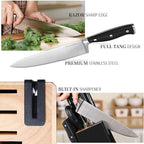 Black Knife Set, 15-Piece Knife Block Set with Built-in Sharpener Scissors for Kitchen, Dishwasher Safe Knives set Ideal Present for Family & Restaurant