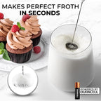 Zulay Kitchen Powerful Milk Frother Wand With 4 AA Duracell Batteries - Ultra Fast Handheld Drink Mixer - Electric Whisk Foam Maker for Coffee, Lattes, Cappuccino, Matcha & Creamer