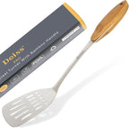 Deiss PRO Metal Spatula with Comfortable Wooden Handle - Kitchen Turner for Scraping, Turning Meat, Mixing Scrambled Eggs - Heat Resistant, Fish, Pancake Spatula (WOODEN)
