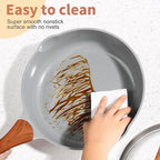 Nonstick Frying Pans With Lid, 11 Inches Skillets Deep Frying Pan Non stick, Ceramic Frying Pans With Pour Spout, Non Toxic Frying Pan for Stove, Induction, Gas, PB/CD/PFOA Free (White,11 Inches)