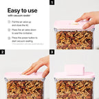 VAKUEN Premium Airtight Food Storage Containers ROSE 2.0L(2.11qt) 2P/SET, Patented Double Silicone Lining, 100% Leak Proof, BPA-FREE