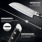 Kitory Santoku Knife - 7 Inch Full Tang GRANTON BLADE Kitchen Knife - Chef Knife for Chopping Vegetables- Forged German High Carbon Steel -2024 Gifts
