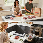 Bonsenkitchen Vacuum Sealer Machine with 40 Bags | Compact Food Sealer for Kitchen Storage & Meal Prep | Multiple Modes | External Vacuum System, Silver