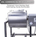 Hakka Commercial Meat Tumbler 90lb/45 liters - Vacuum Curing Machine for Jerky, Sausage, Bacon & More - Stainless Steel Food-Grade Tumbling Marinator w/Bidirectional Rotation & Speed Control