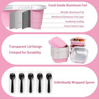 FORBFAN 150 Pcs Square Mini Cake Pans with Lids, 8 oz Individual Mini Loaf Pans, Pink Aluminum Foil Cupcake Baking Cups