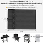 Silicone Griddle Tools Mat for Blackstone - Large Silicone Spatula Mat with Drip Pad - Griddle Mats BBQ Grill Accessories - Side Shelf Mats Grill Pad for Blackstone Griddles Accessories(Black)