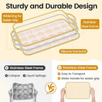 Silicone Mini Muffin Pan With Metal Reinforced Frame - 24 Cups Durable Silicone Cupcake Pan for Muffin, Cupcakes, BPA Free and Dishwasher Safe - 2 Piece Light Yellow