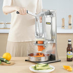 VEVOR Commercial French Fry Cutter with 4 Replacement Blades, 1/4 and 3/8 Blade Easy Dicer Chopper, 6-wedge Slicer and 6-wedge Apple Corer, Lemon Potato Cutter for French Fries with Extended Handle