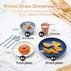 Wheat Straw Dinnerware Sets,48-Piece Beige Plates and Bowls Sets for 6-Unbreakable,Reusable Plastic Dish Set-Dinner Plate/Dessert Plate/Cereal Bowl/Cup/Utensils-Microwavable Dishwasher Safe 48P-Beige