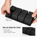 Samuelworld Large Silicone Ice Cube Tray Molds, 3-Pack, Big 2 Inch Cubes - Food Grade, Flexible, 8 Cavity Easy Release Slow Melting Ice for Whiskey, Cocktails, Gifts & Christmas - Black（Ice Bag）