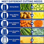 Rotary Cheese Grater with Handle, Cheese Shredder Hand Crank with Suction Base & 5 Interchangeable Blades, Multi-Functional Food Chopper for Vegetables, Nuts & Chocolate - Easy to Use & Clean