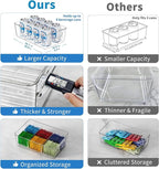 6 Pack Pantry Organizers and Storage,Clear Plastic Containers with 2 Dividers for Kitchen,Fridge Organization and Storage,Acrylic Bins for Pounches,Spice Packet,Snack organzier