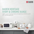 HADEN Heritage 4-Slice Toaster with Extra Wide Slots, 1500-Watt, Ivory & Chrome - Retro Stainless Steel Design with Self-Centering Function, Adjustable Browning Control & Removable Crumb Tray