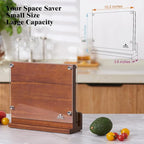 ENOKING Magnetic Knife Block with Acrylic Shield, Double Side Kitchen Knife Holder without Knives- Acacia Wood Universal Knife Storage Organizer with Powerful Magnet for Kitchen Counter